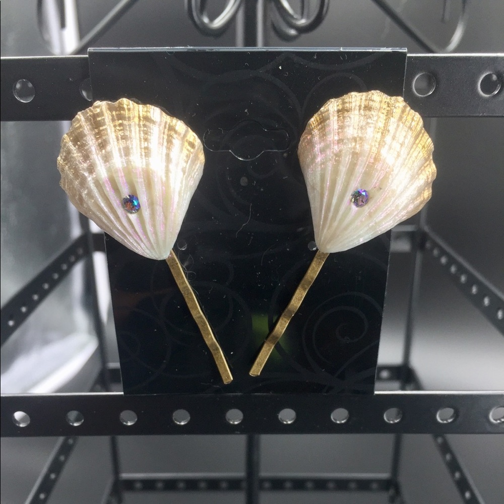 Gold shimmer seashell bobby pins